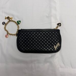 Juicy Couture Black Leather Charm Wristlet